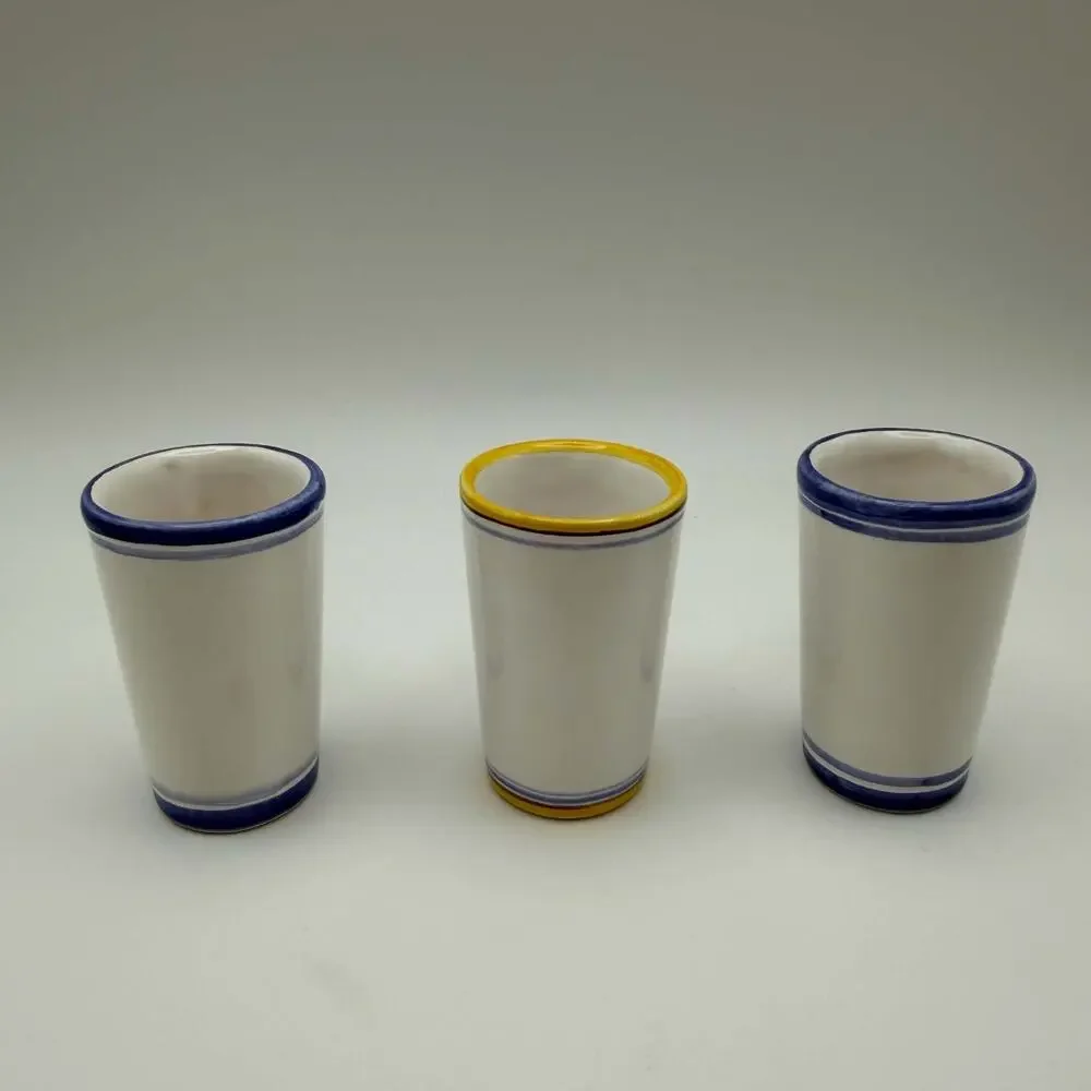 Vintage Ceramic Hand Painted Shot Glasses Liqueur Cups Set of 3 Fruit Motifs